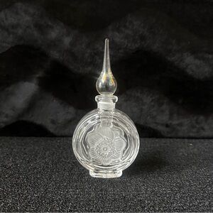 Vintage Flower Etched Glass Bottle